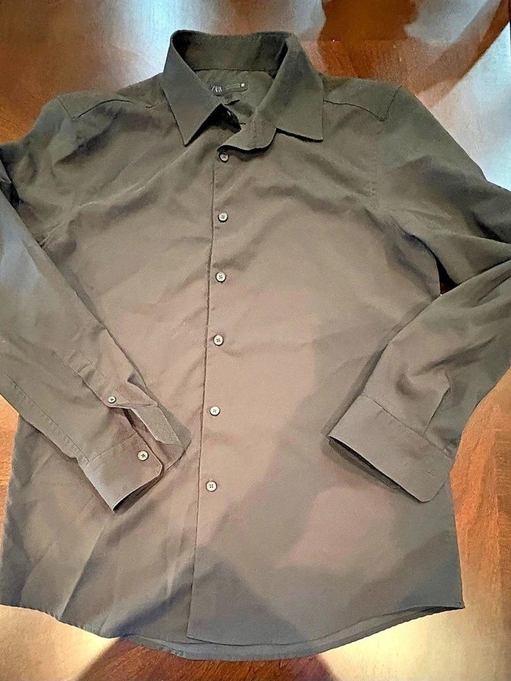 ZARA Men’s Slim Fit Black Button Down Shirt Long Sleeve Easy Iron